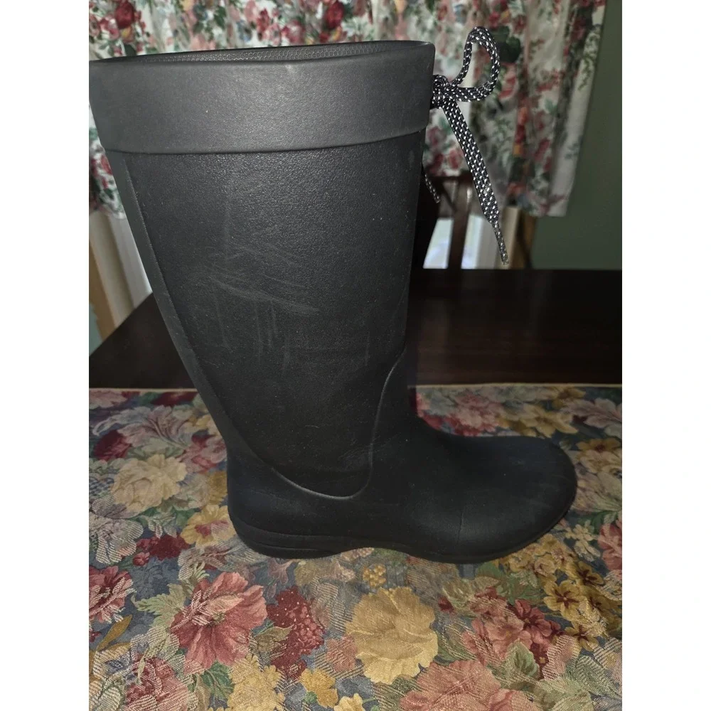 Crocs Black Freesail Tall Rain Boots Women 7 Waterproof Rubber Pull On Garden